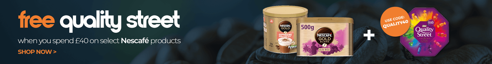 Spend 40 on select Nescafe products and claim a free tub of Quality Street with code QUALITY40.